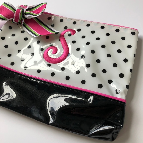 Small Black and White Polka Dot Bag S Initial - Picture 3 of 8